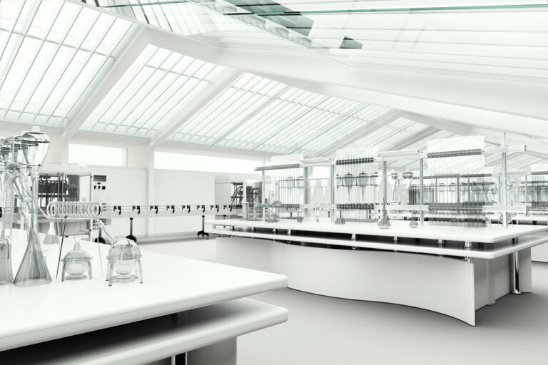 chemical-resistant epoxy floor in laboratory